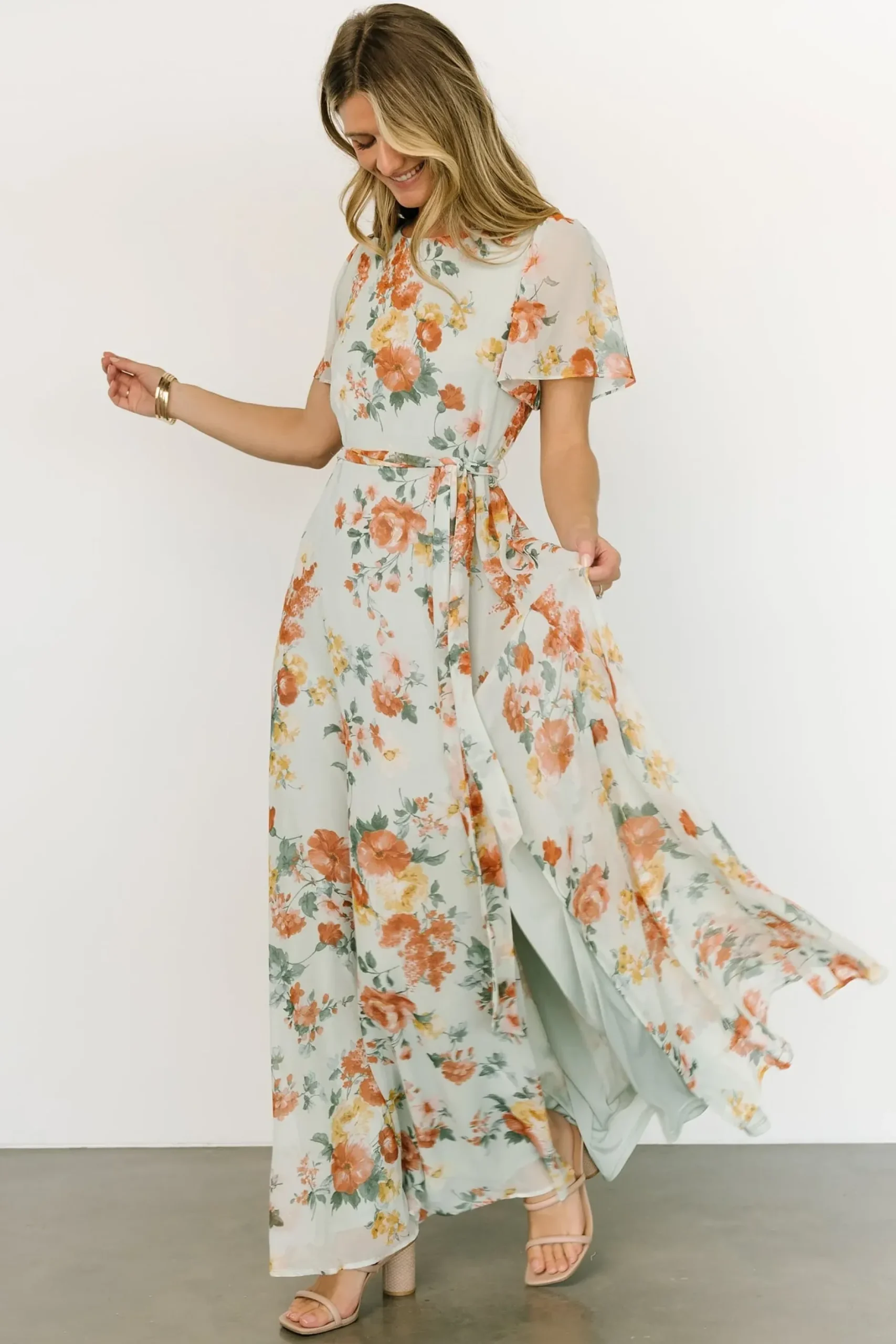 Baltic Born BEST SELLERS|Naomi Short Sleeve Maxi Dress | Sage Floral