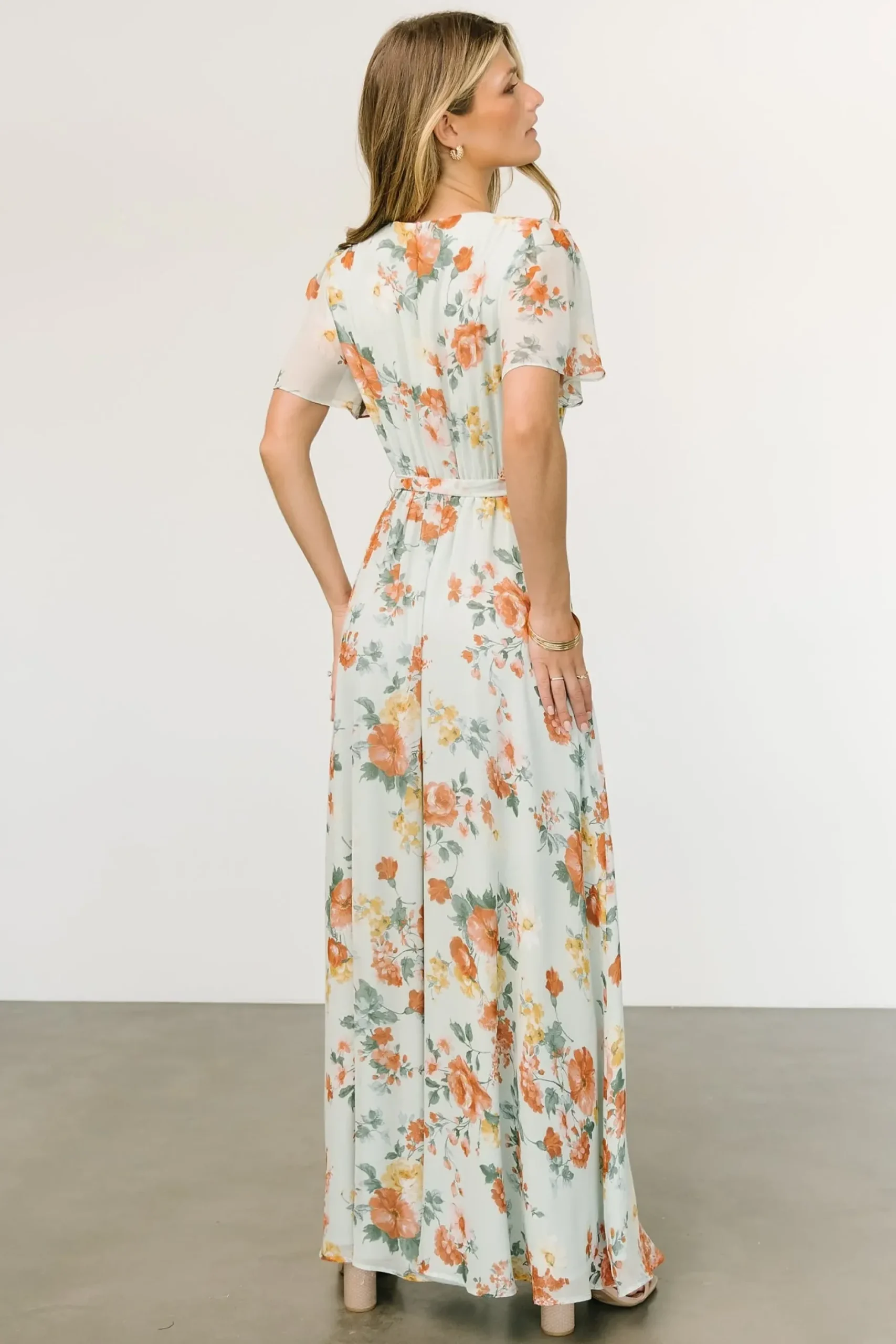 Baltic Born BEST SELLERS|Naomi Short Sleeve Maxi Dress | Sage Floral