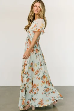 Baltic Born BEST SELLERS|Naomi Short Sleeve Maxi Dress | Sage Floral
