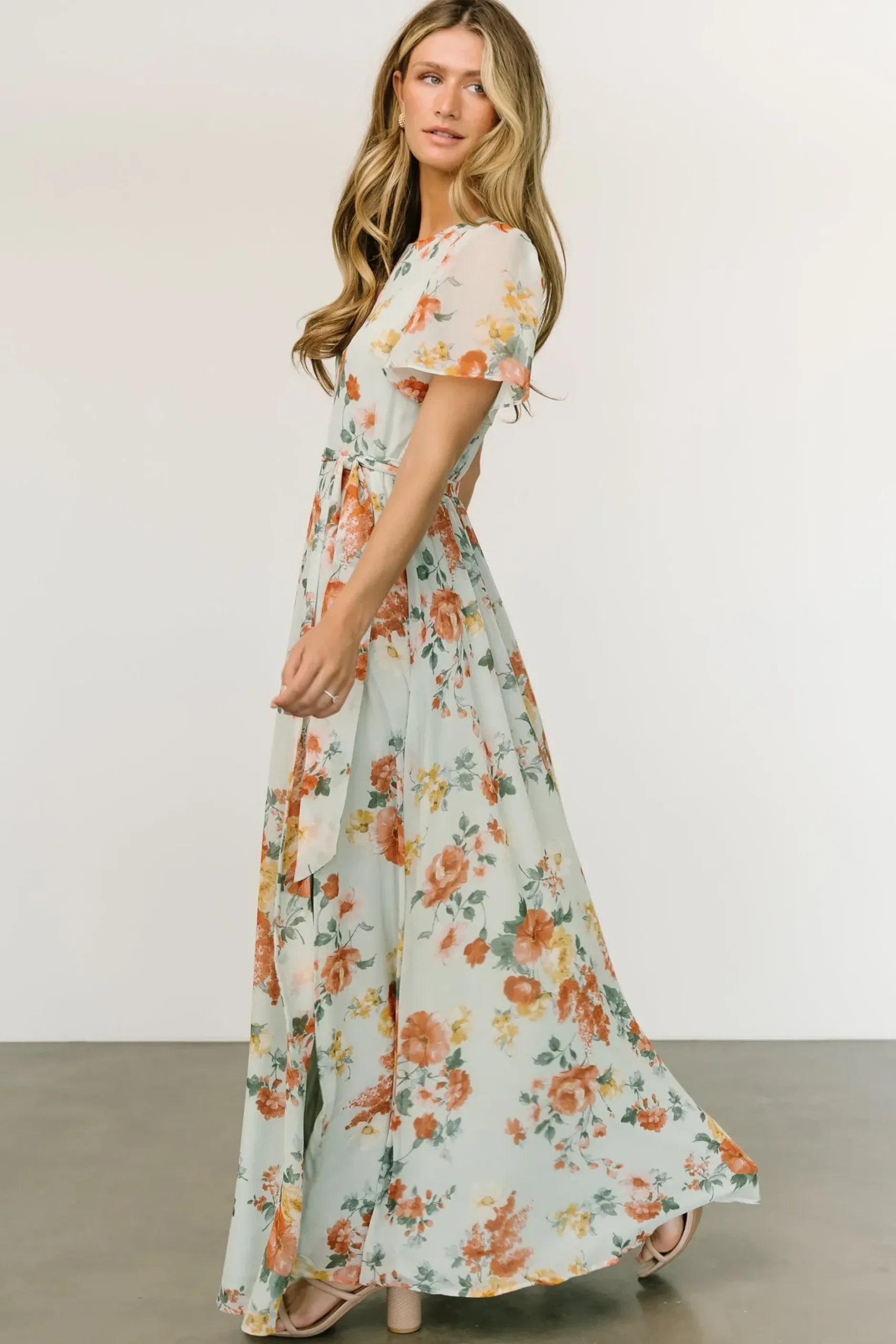 Baltic Born BEST SELLERS|Naomi Short Sleeve Maxi Dress | Sage Floral