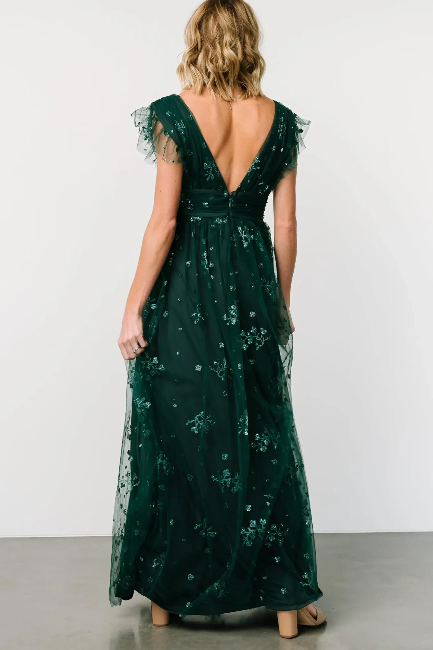Baltic Born tulle styles|Natalia Floral Embellished Maxi Dress | Emerald