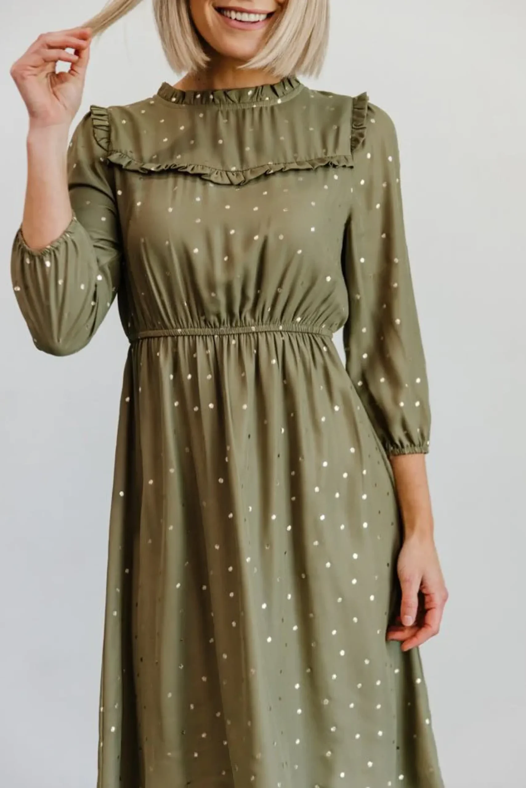 Baltic Born midi dresses|Nixon Pintuck Ruffle Midi Dress | Green