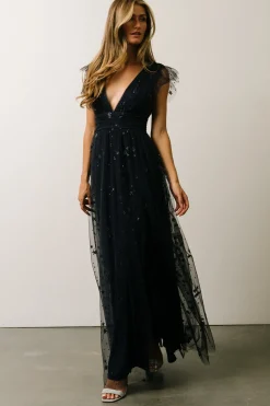 Baltic Born tulle styles|Nova Shimmer Maxi Dress | Navy