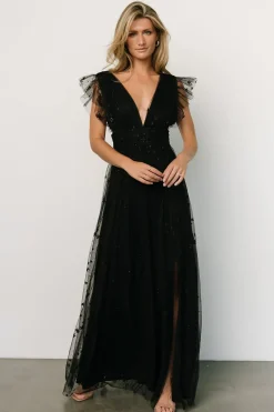 Baltic Born tulle styles|Nova Shimmer Maxi Dress | Black