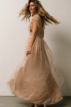 Baltic Born tulle styles|Nova Shimmer Maxi Dress | Natural + Blush