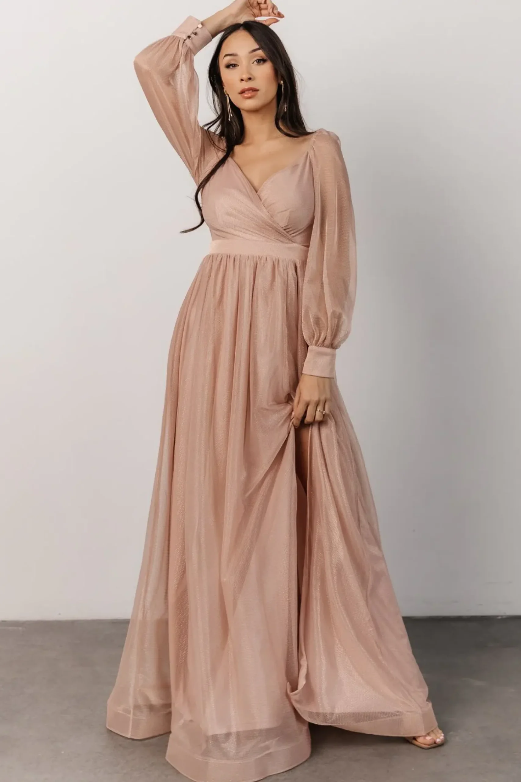 Baltic Born embellished + sequined|Octavia Shimmer Gown | Blush