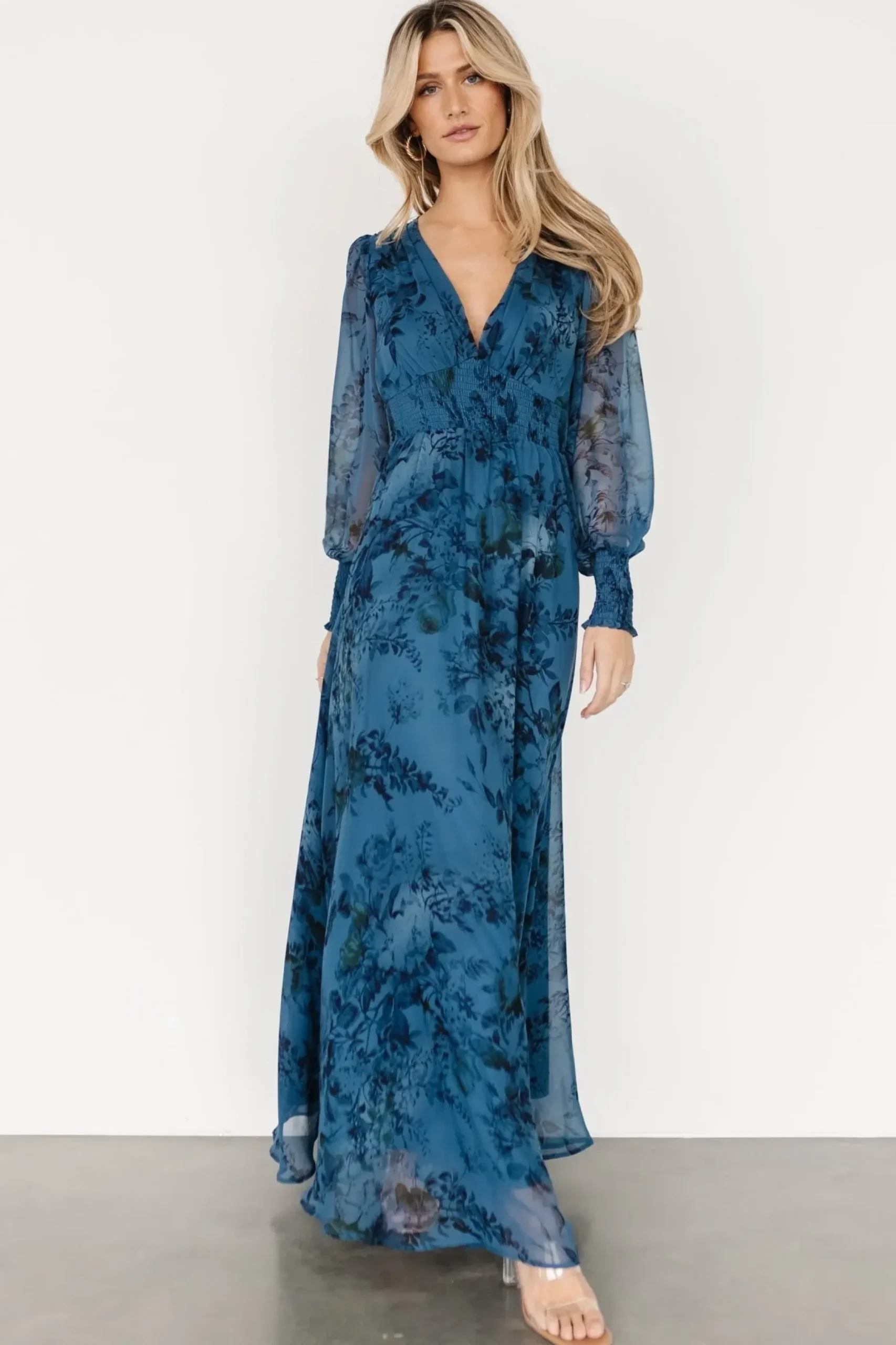 Baltic Born WEDDING SUITE|wedding guest|Olivia Maxi Dress | Deep Blue Floral