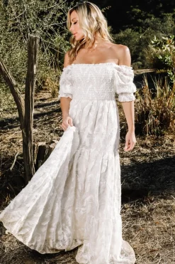 Baltic Born bump friendly|WINTER ESSENTIALS|Paloma Smocked Feather Maxi Dress | Off White