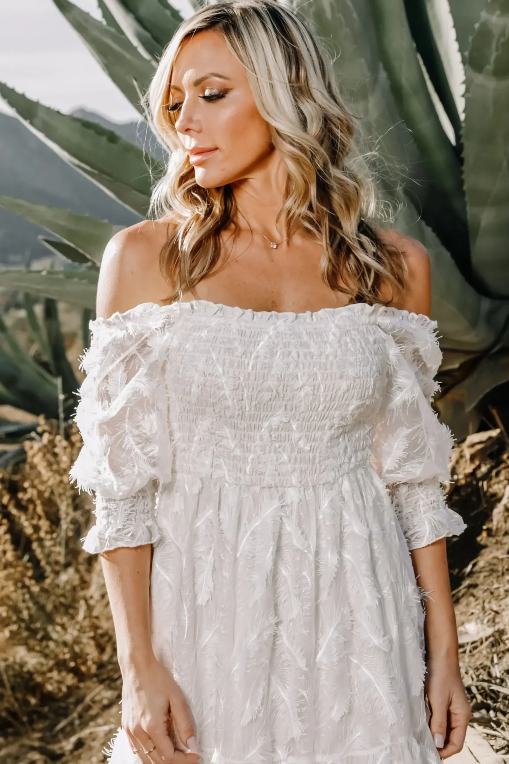Baltic Born bump friendly|WINTER ESSENTIALS|Paloma Smocked Feather Maxi Dress | Off White