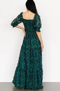 Baltic Born bump friendly|WINTER ESSENTIALS|Paloma Smocked Feather Maxi Dress | Emerald