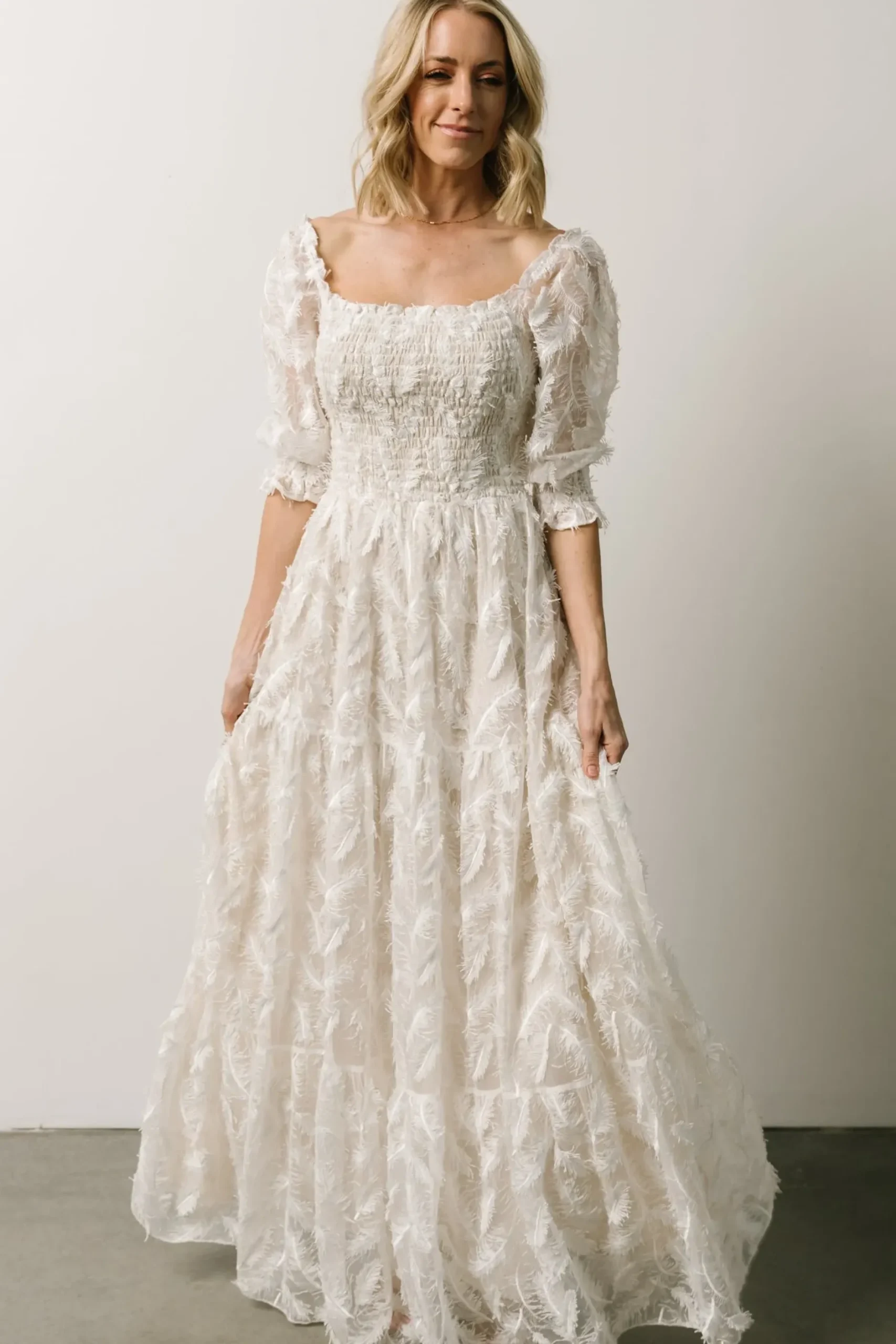 Baltic Born bump friendly|WINTER ESSENTIALS|Paloma Smocked Feather Maxi Dress | Emerald
