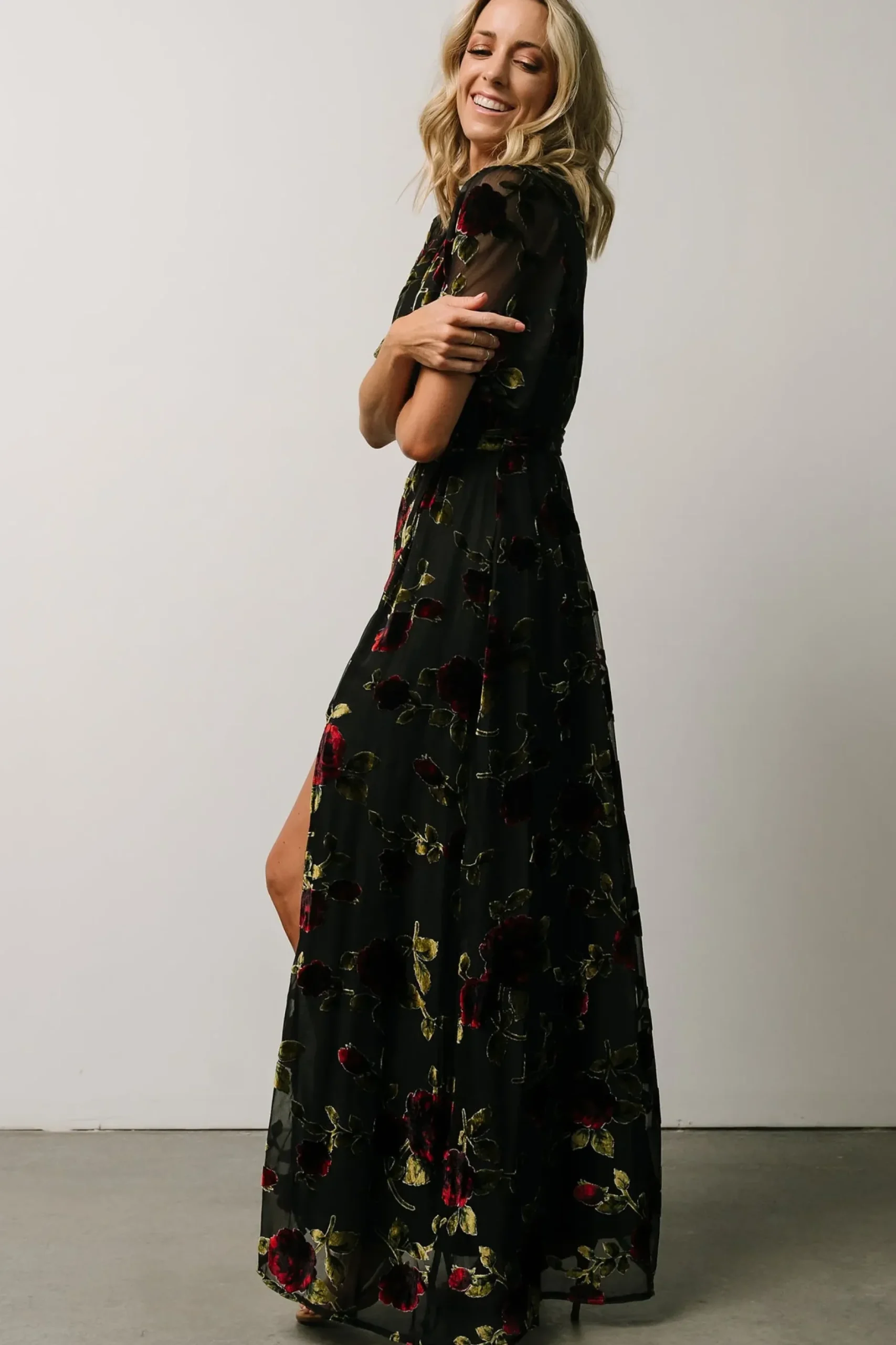 Baltic Born maxi dresses|WEDDING SUITE|Parisian Velvet Maxi Dress | Black Rose Floral