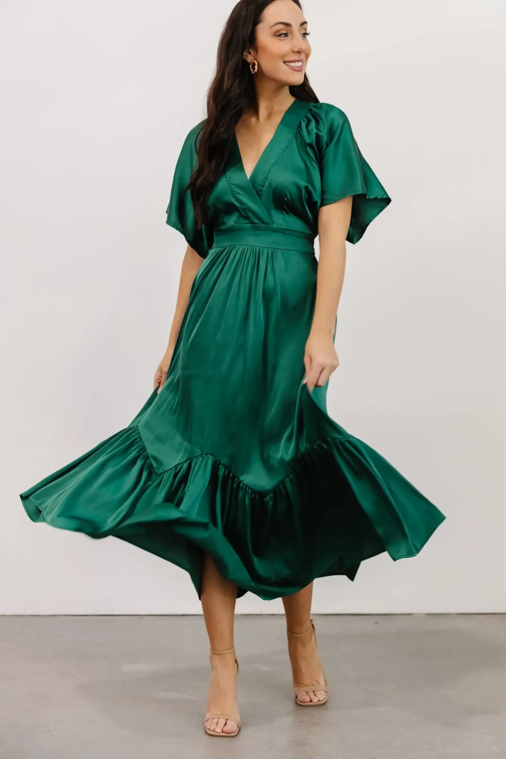 Baltic Born WINTER ESSENTIALS|Pasadena Satin Dress | Green