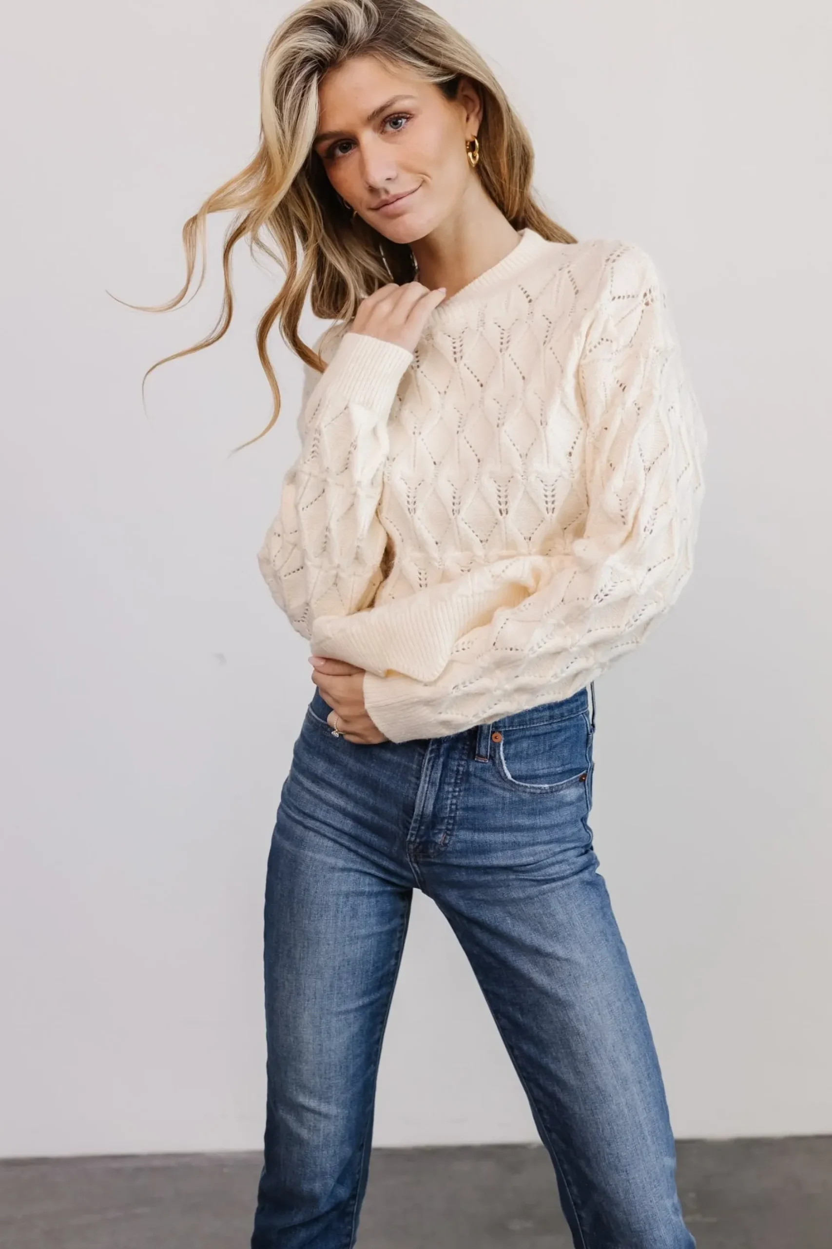 Baltic Born COMING SOON|Perle Eyelet Scallop Sweater | Cream