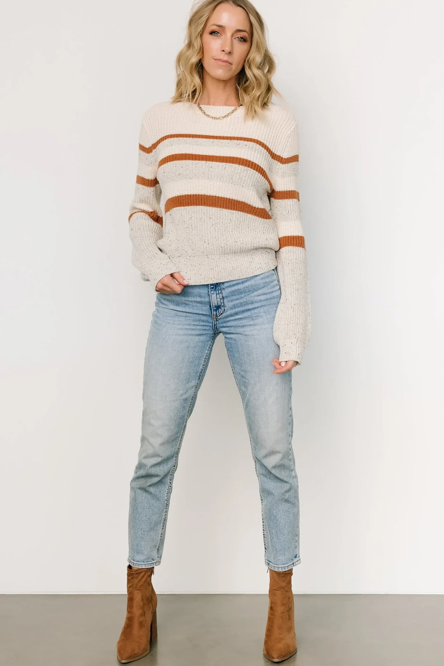Baltic Born sweaters|WINTER ESSENTIALS|Peyton Striped Sweater | Cream + Camel