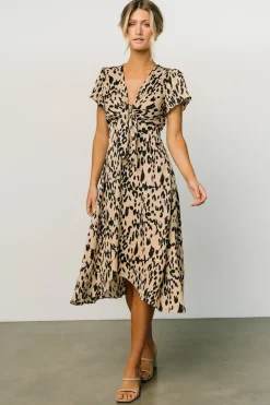 Baltic Born SALE|Poppy Satin Midi Dress | Animal Print