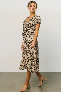 Baltic Born SALE|Poppy Satin Midi Dress | Animal Print