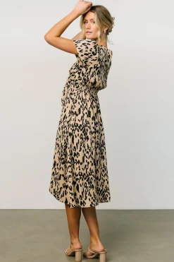 Baltic Born SALE|Poppy Satin Midi Dress | Animal Print