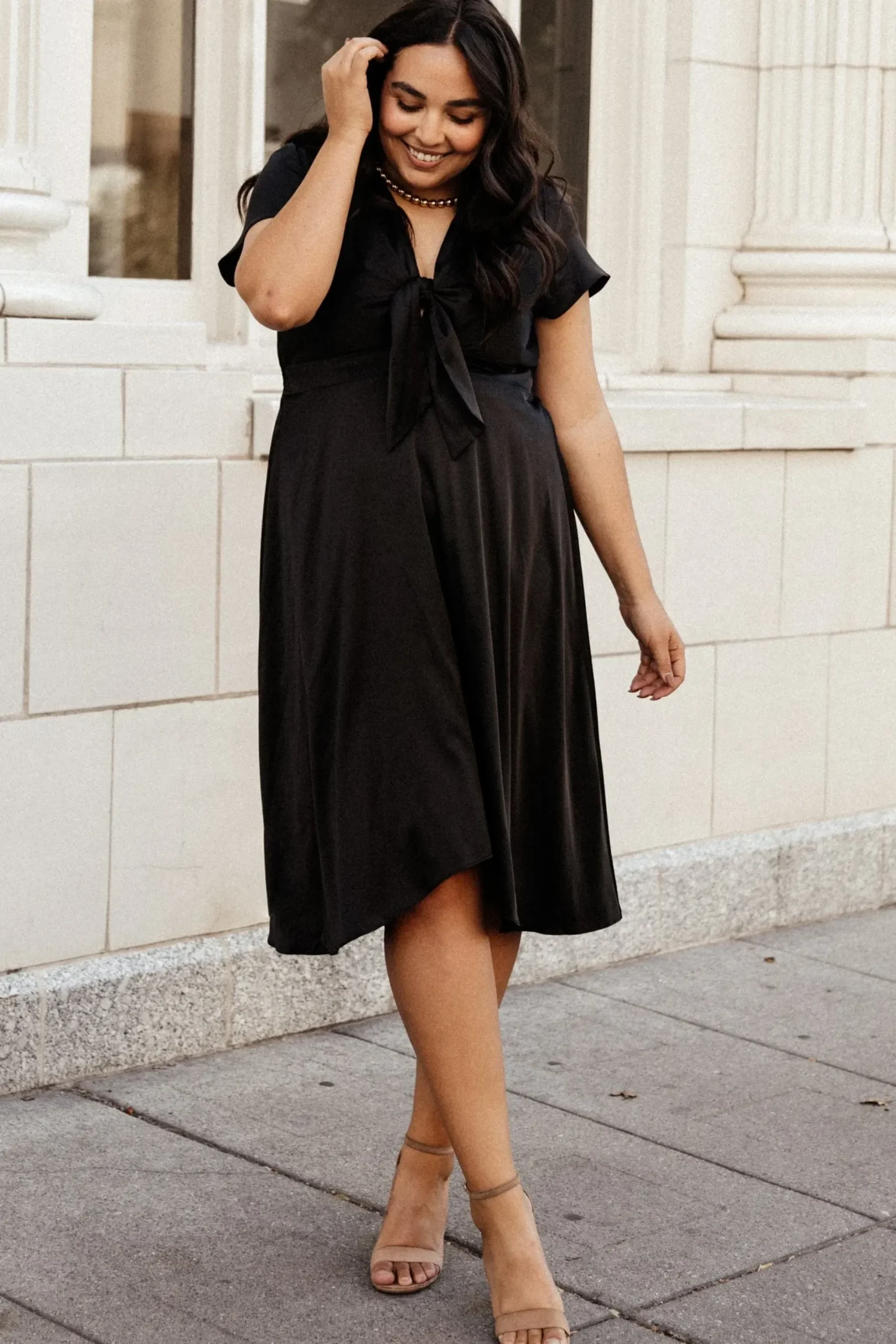 Baltic Born SALE|Poppy Satin Midi Dress | Black