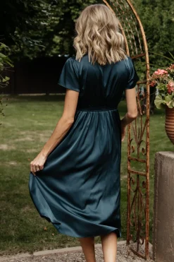 Baltic Born SALE|Poppy Satin Midi Dress | Midnight Blue