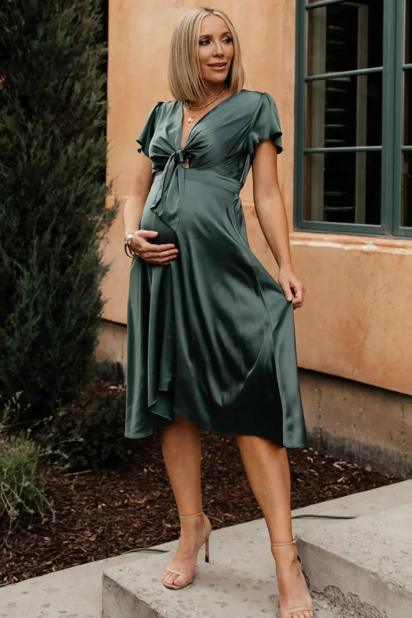 Baltic Born SALE|Poppy Satin Midi Dress | Winter Green