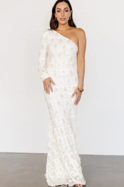 Baltic Born embellished + sequined|Porscha One Shoulder Gown | Cream