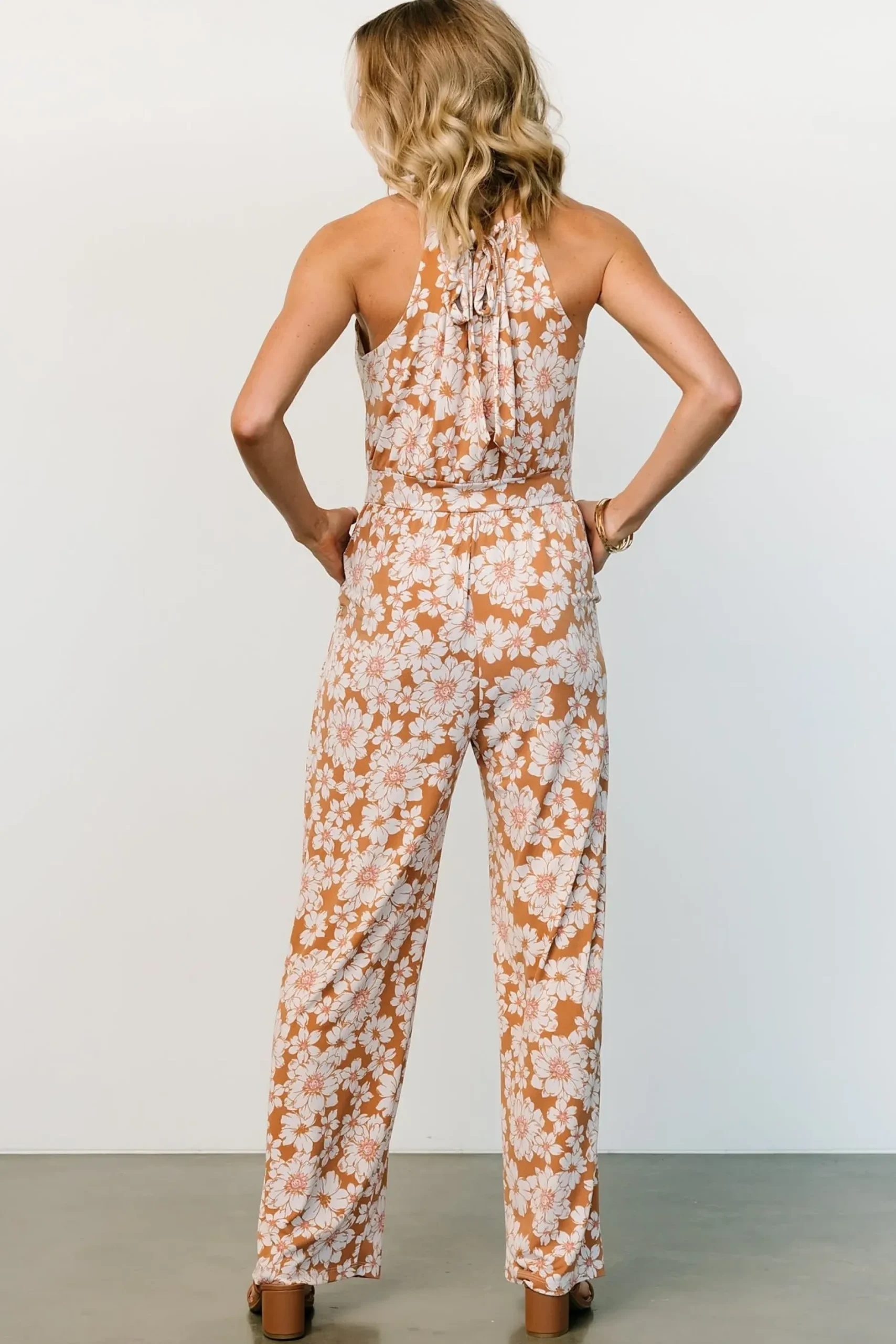 Baltic Born JUMPSUITS + ROMPERS|Porto Tie Jumpsuit | Camel Floral