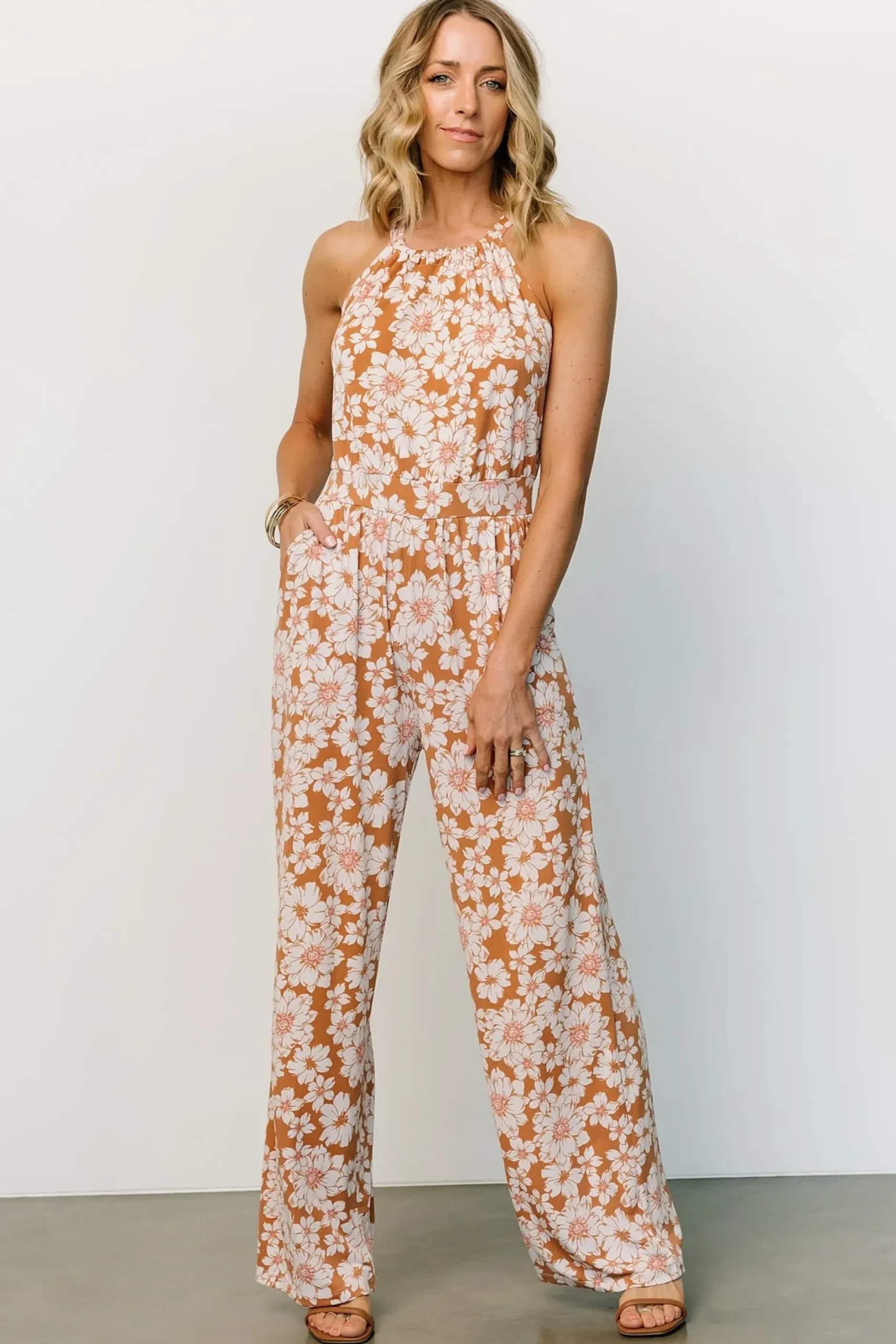 Baltic Born JUMPSUITS + ROMPERS|Porto Tie Jumpsuit | Camel Floral