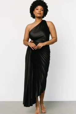 Baltic Born maxi dresses|midi dresses|Presley One Shoulder Pleated Dress | Black