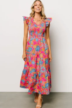 Baltic Born bump friendly|Ranchero Smocked Maxi Dress | Pink Multi