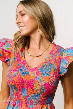 Baltic Born bump friendly|Ranchero Smocked Maxi Dress | Pink Multi