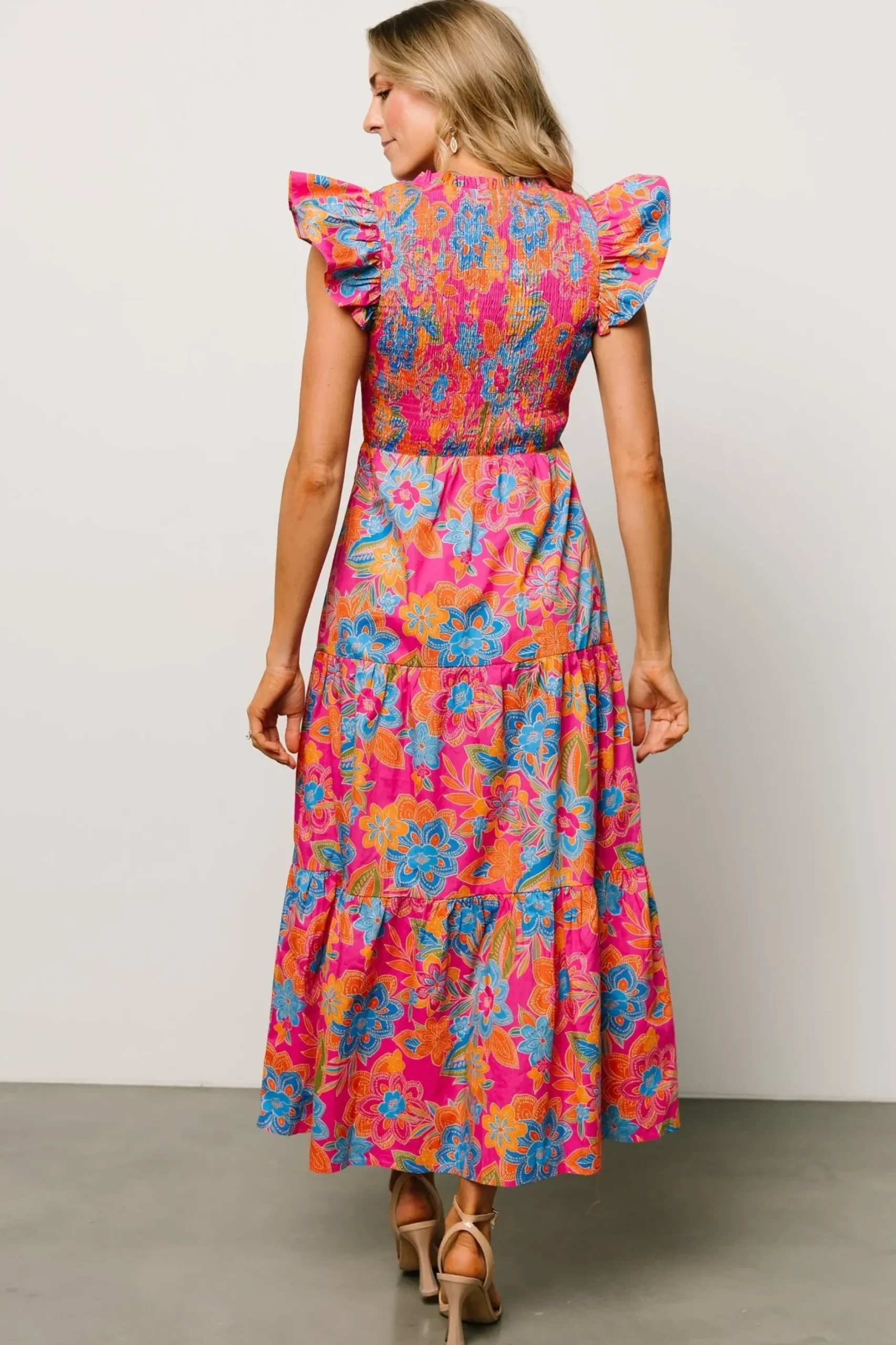 Baltic Born bump friendly|Ranchero Smocked Maxi Dress | Pink Multi