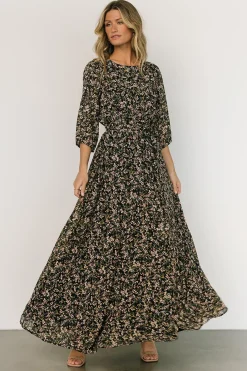 Baltic Born DRESSES|maxi dresses|Rebecca Maxi Dress | Black Floral