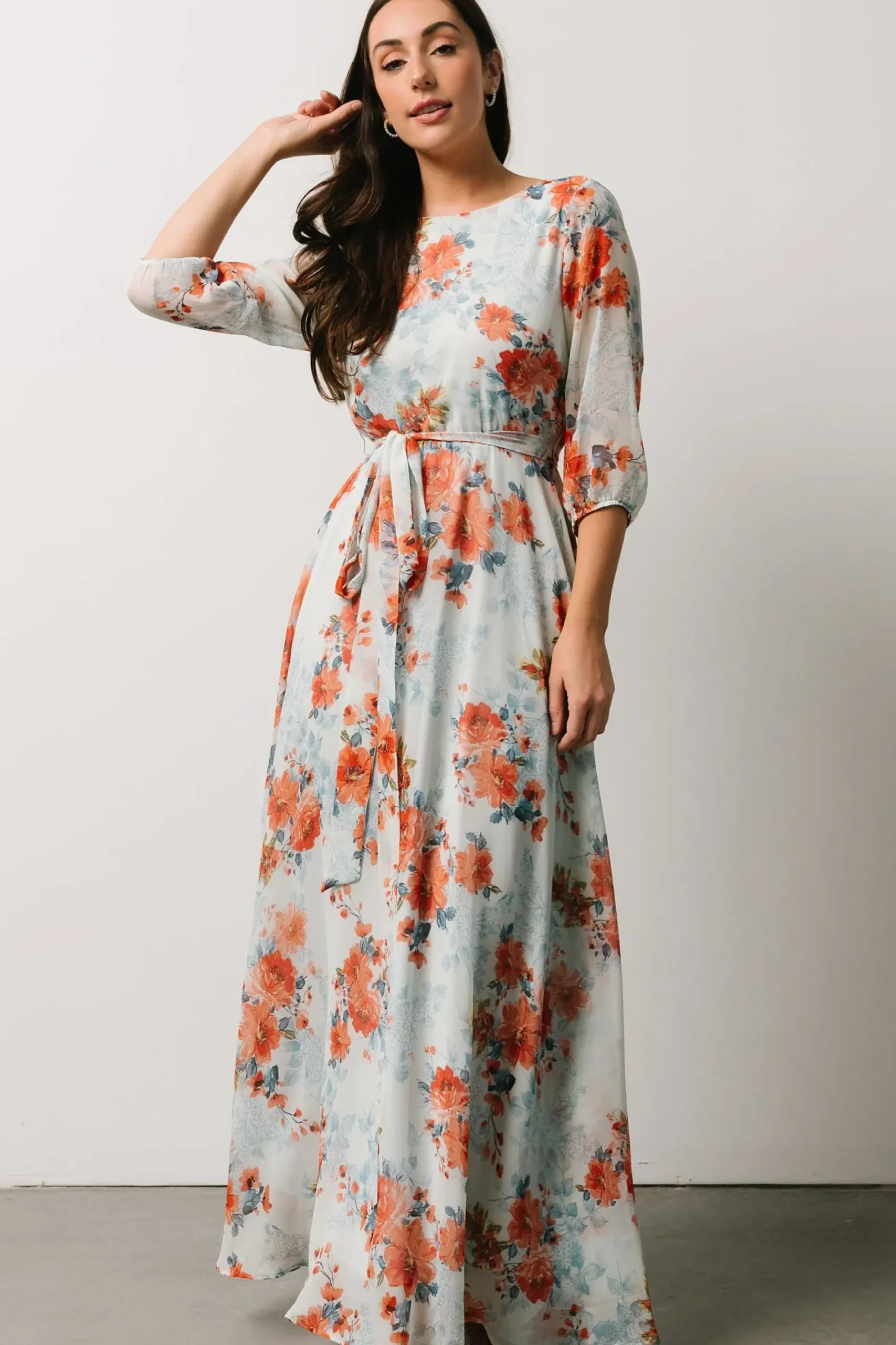 Baltic Born DRESSES|maxi dresses|Rebecca Maxi Dress | Blue + Coral Blossom