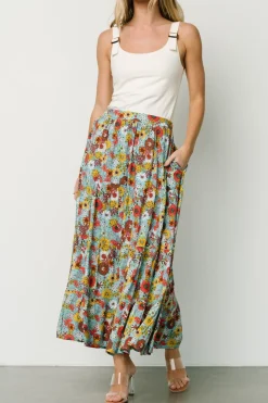 Baltic Born skirts|Reilly Maxi Skirt | Teal Flower Print
