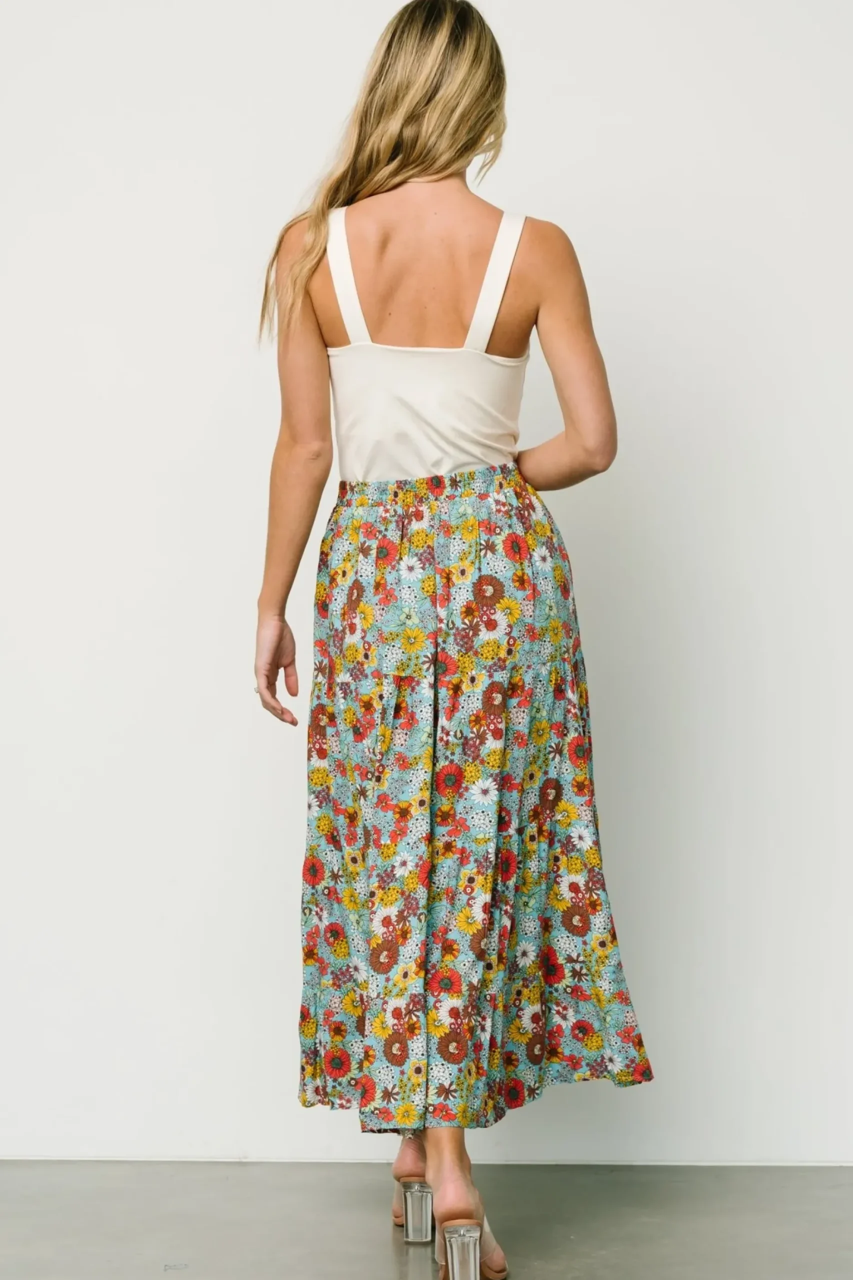 Baltic Born skirts|Reilly Maxi Skirt | Teal Flower Print
