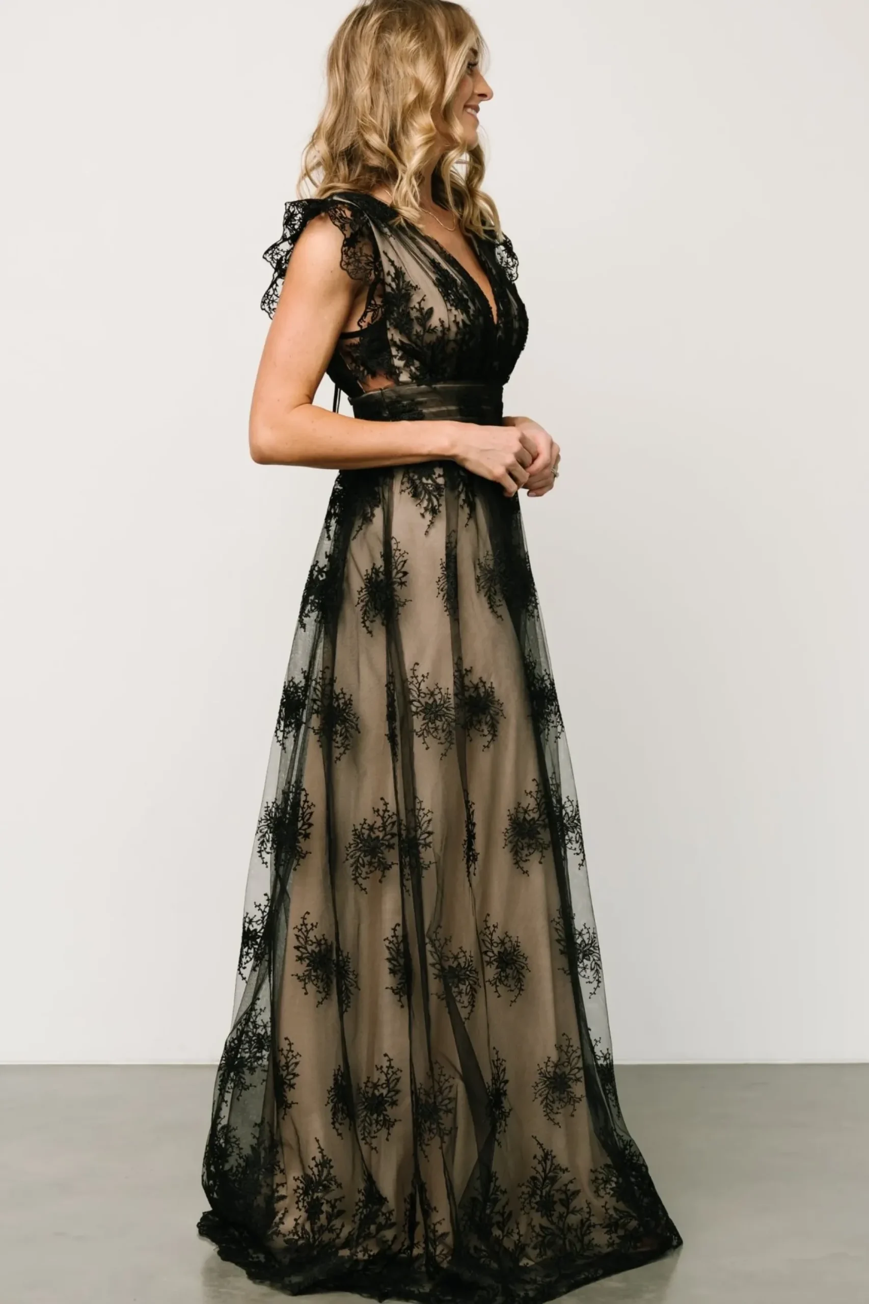 Baltic Born tulle styles|Rhea Tulle Maxi Dress | Black + Nude