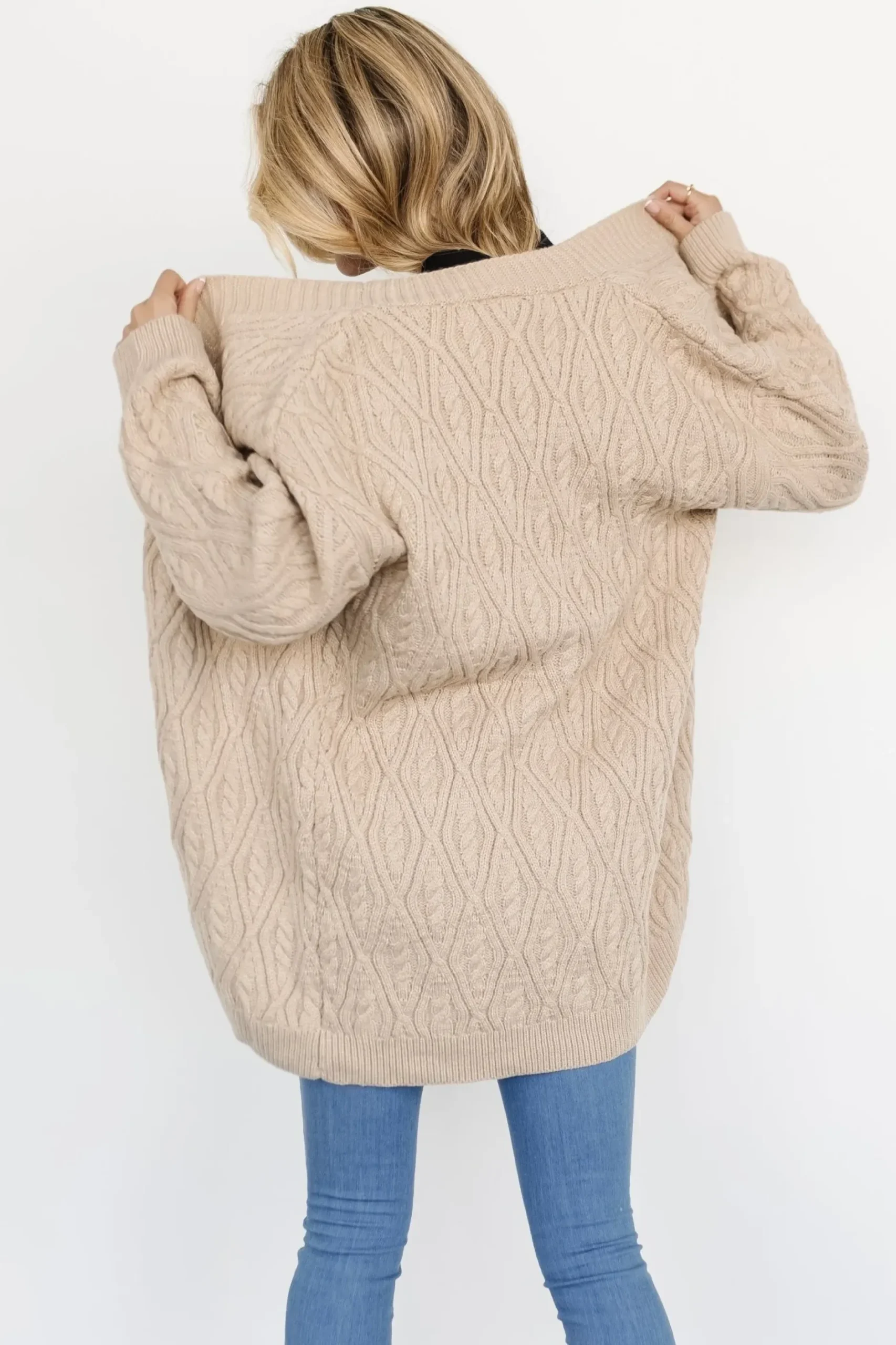 Baltic Born cardigans|Richey Cable Knit Cardigan | Taupe