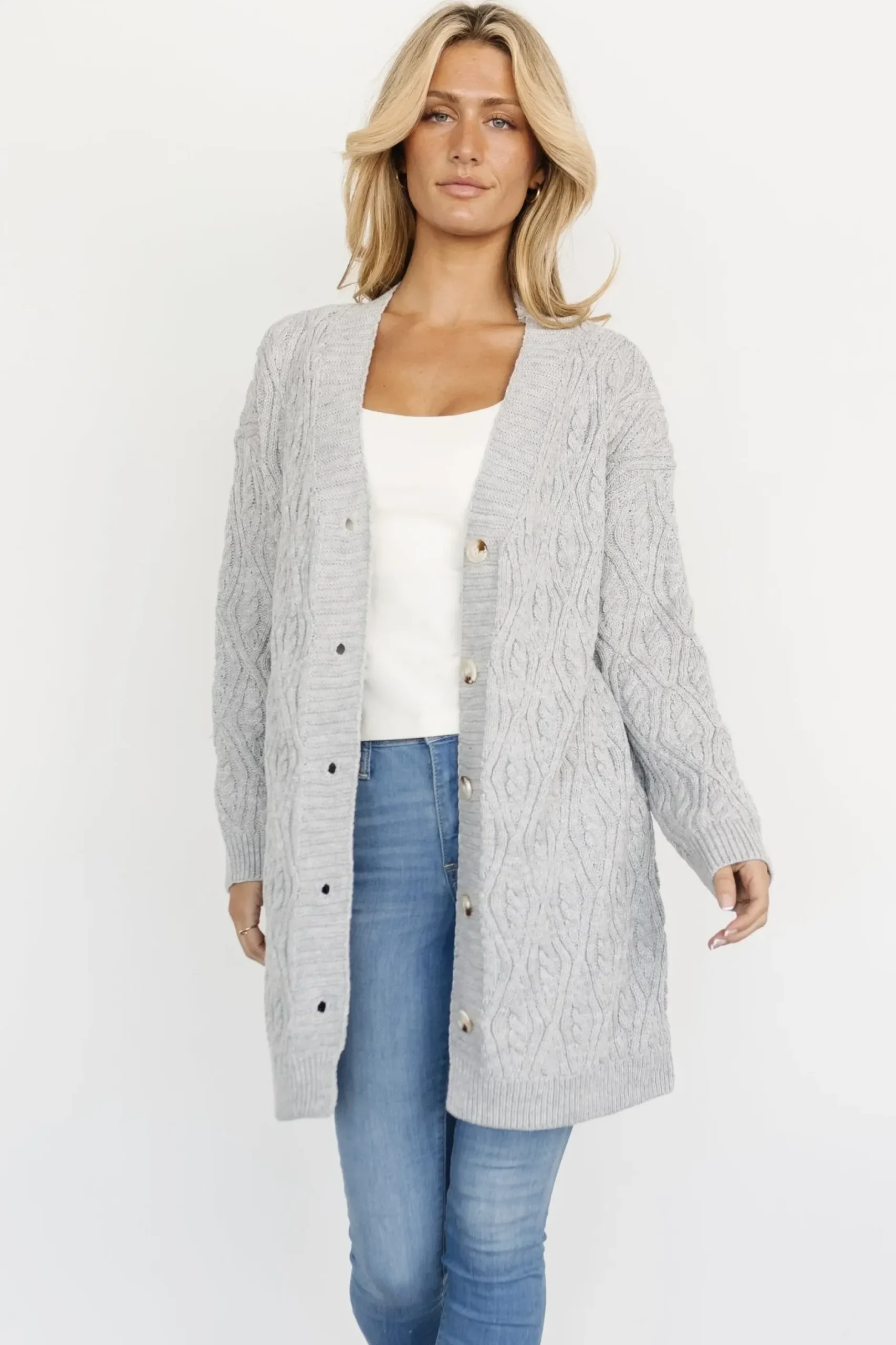 Baltic Born cardigans|Richey Cable Knit Cardigan | Taupe