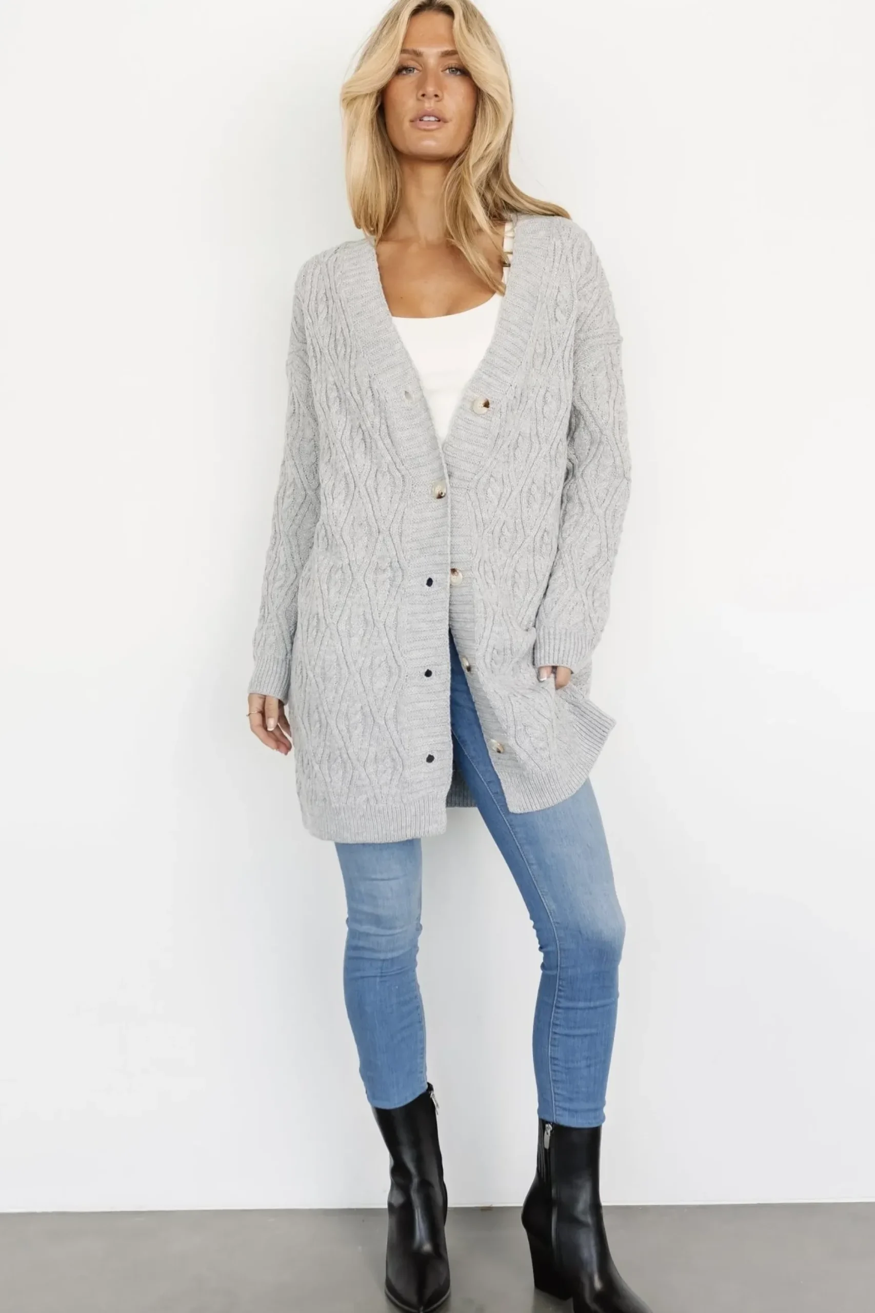 Baltic Born cardigans|Richey Cable Knit Cardigan | Gray