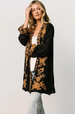 Baltic Born EXTENDED SIZING|Rigby Kimono | Black + Camel