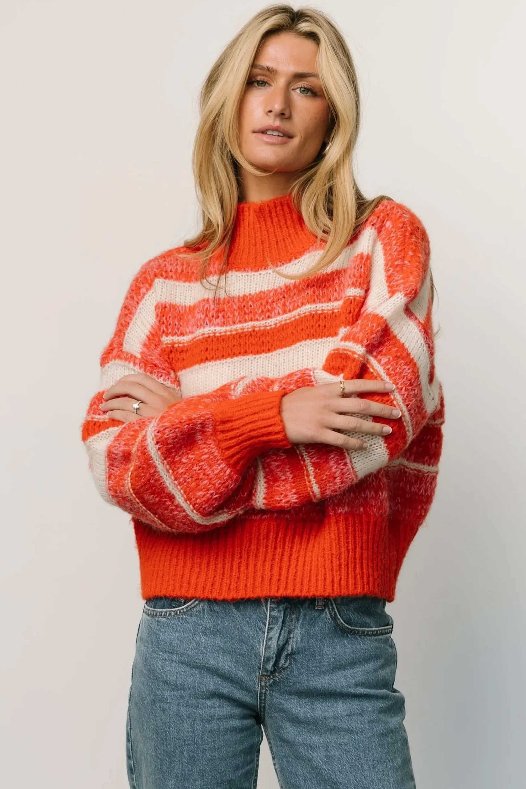 Baltic Born WINTER ESSENTIALS|Robin Striped Knit Sweater | Orange Multi