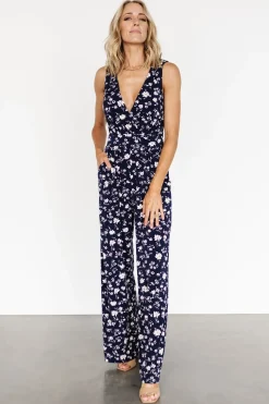 Baltic Born JUMPSUITS + ROMPERS|Rudie Sleeveless Jumpsuit | Dark Blue Floral