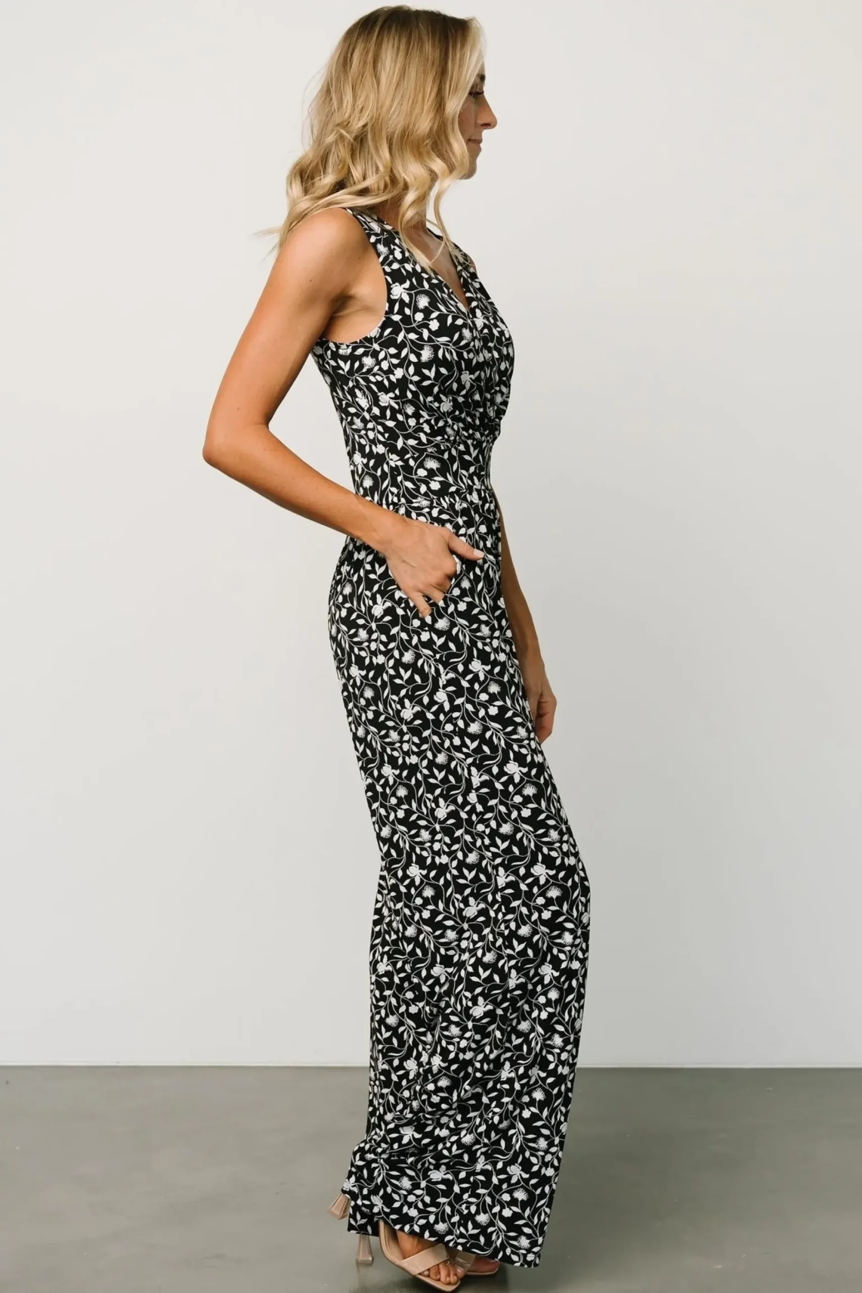 Baltic Born JUMPSUITS + ROMPERS|Rudie Sleeveless Jumpsuit | Black + White Floral