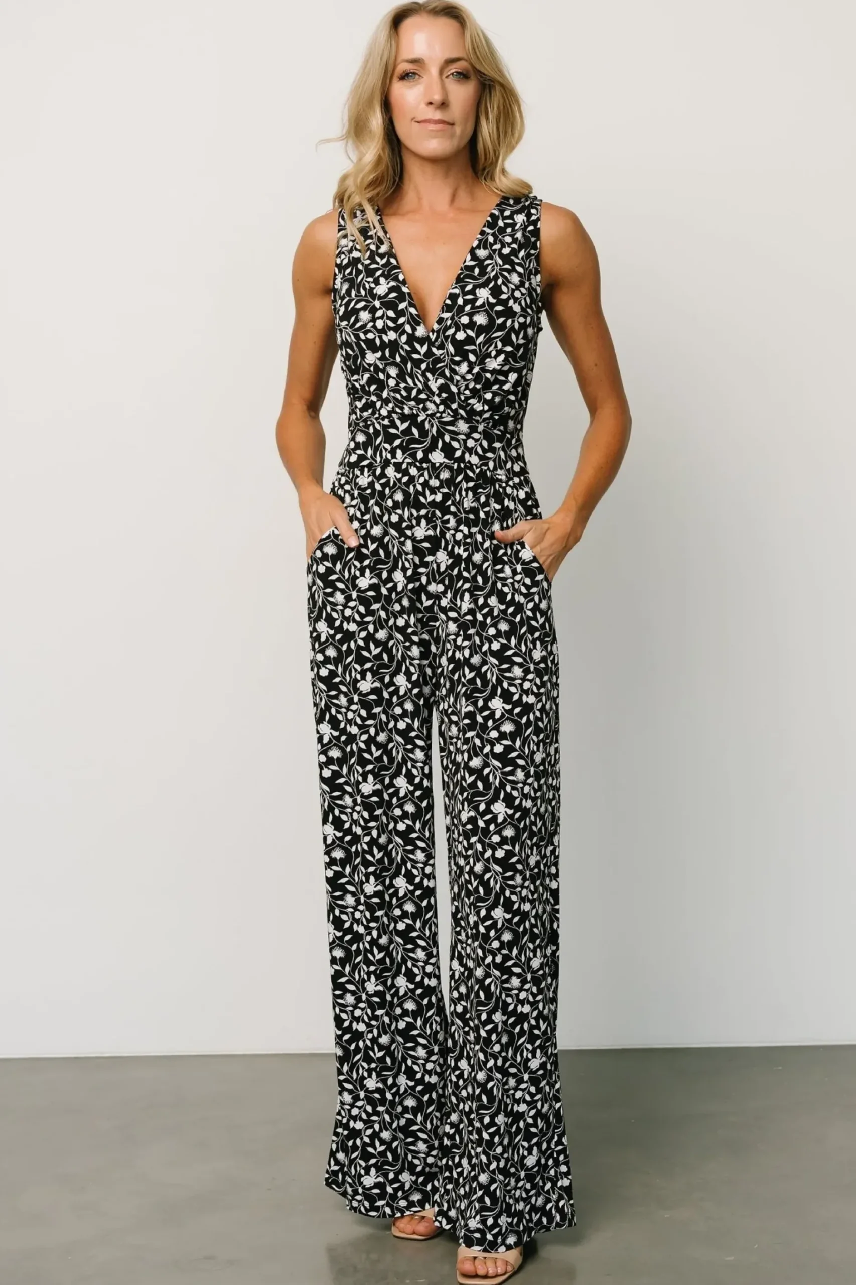 Baltic Born JUMPSUITS + ROMPERS|Rudie Sleeveless Jumpsuit | Black + White Floral