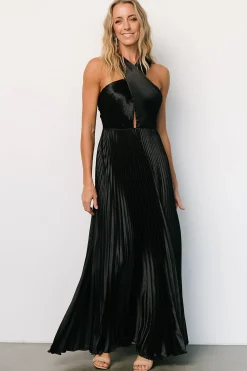 Baltic Born WEDDING SUITE|wedding guest|Sandra Pleated Maxi Dress | Black