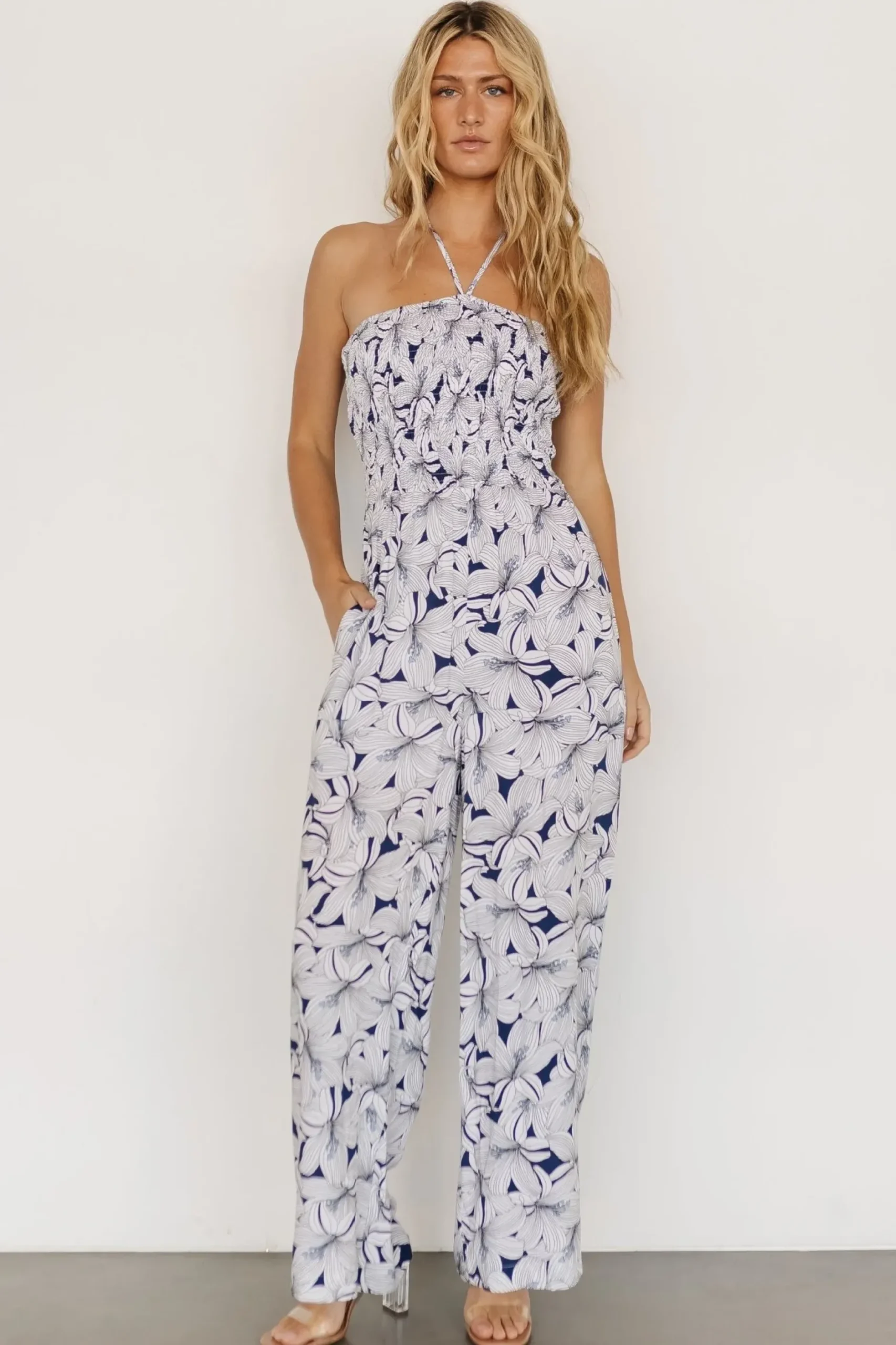 Baltic Born JUMPSUITS + ROMPERS|Santa Ana Halter Jumpsuit | Navy + White