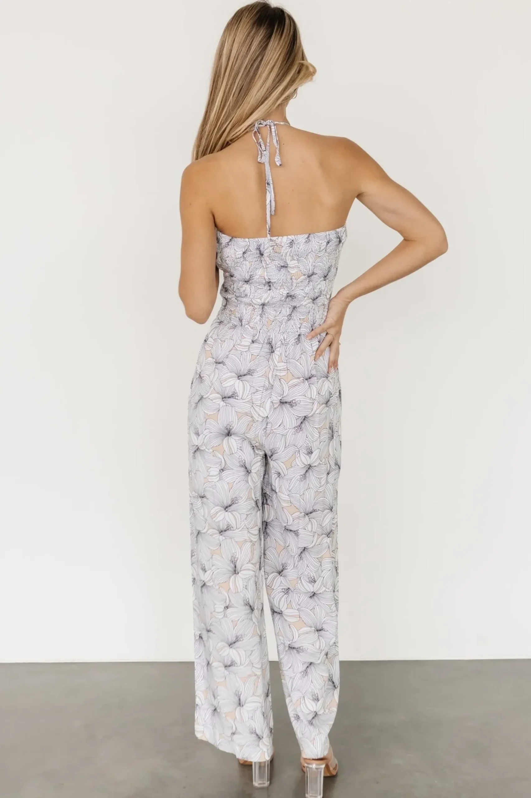 Baltic Born JUMPSUITS + ROMPERS|Santa Ana Halter Jumpsuit | Taupe + White