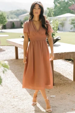 Baltic Born midi dresses|WEDDING SUITE|Sarah Smocked Midi Dress | Rosy Brown