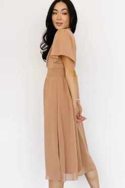 Baltic Born midi dresses|WEDDING SUITE|Sarah Smocked Midi Dress | Dusty Camel